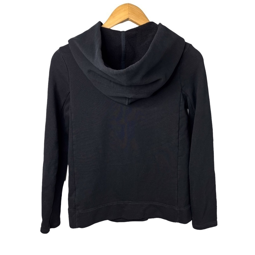 James Perse Hooded Fleece Zip Up Jacket Sweatshirt Black Size 2 Asymmetrical - Picture 5 of 7